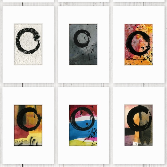 12 Enso paintings, Zen Circle abstract Original  - Enso Collection 14 - Picture 7 of 16